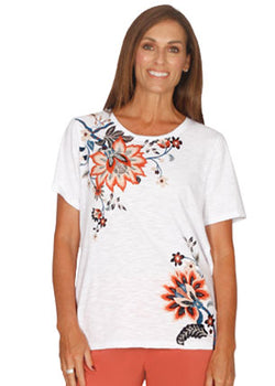 FLORAL PRINT TEE - NAVY/FLORAL