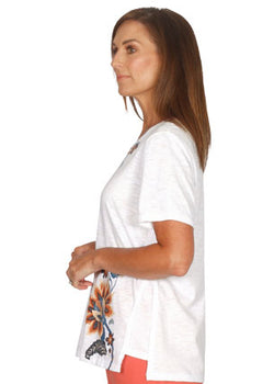 FLORAL PRINT TEE - NAVY/FLORAL