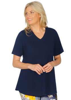 EASYFIT V NECK TOP - NAVY