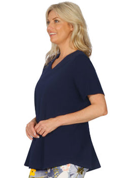 EASYFIT V NECK TOP - NAVY