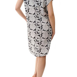 CAP SLEEVE DRESS  - BLACK/CREAM