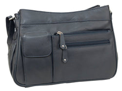 LEATHER HANDBAG - NAVY
