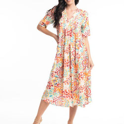 GIZA DRESS WITH PLEATED FRONT  - PRINT