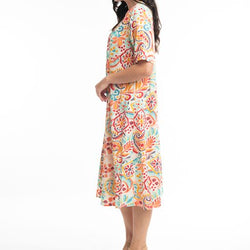 GIZA DRESS WITH PLEATED FRONT  - PRINT