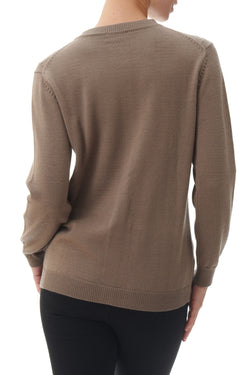 CABLE FRONT WOOL BLEND CARDIGAN - WOOD