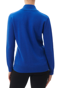 CABLE CARDIGAN WITH ZIP FRONT - COBALT
