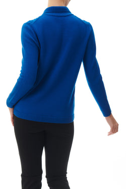 CABLE CARDIGAN WITH COLLAR - MARINE