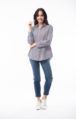 POPLIN STRIPE SHIRT - BLACK/WHITE