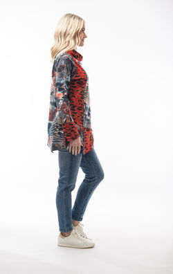 ASYMETRIC PATTERN TOP WITH COWL NECK  - MULTI
