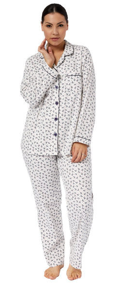 FLANNELETTE BOW PRINT PYJAMAS - IVORY