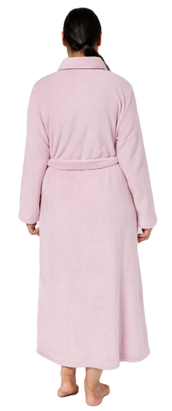 BUTTON GOWN WITH TIE BELT - PINK