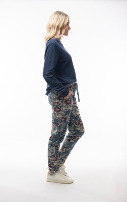 TERRY PRINT PANT - BLUE FLORAL