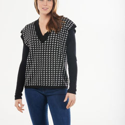 HOUNDSTOOTH VEST - BLACK/SILVER