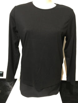 SATIN TRIM TOP - BLACK