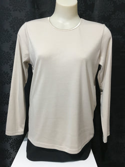 SATIN TRIM TOP - NOUGAT