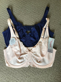 EMBROIDERED MINIZER TWIN PACK - NAVY/CREAM