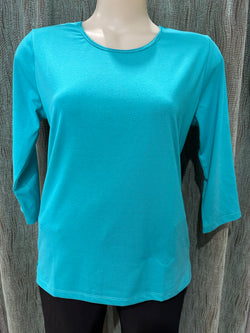 3/4 SLEEVE TEE SATIN TRIM - OCEAN