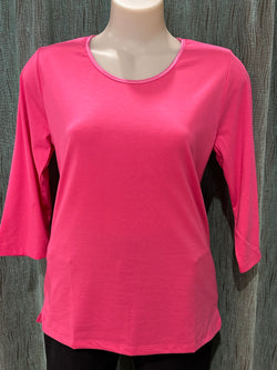 3/4 SLEEVE TEE SATIN TRIM - WATERMELON