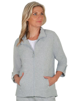 FRENCH TERRY JACKET - SILVER