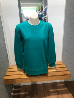 CREW NECK FLEECE TUNIC - EMERALD
