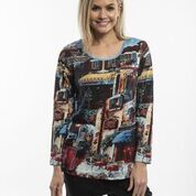 LONG SLV ROUND NECK TOP - BURGUNDY