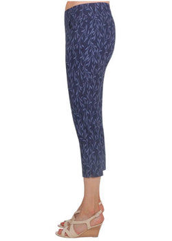 DENIM FLORAL CAPRI - DENIM