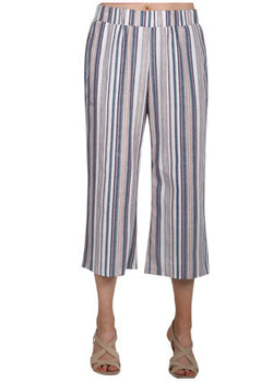 LINEN BLEND STRIPE PANT - DENIM