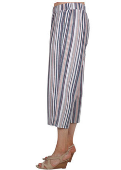 LINEN BLEND STRIPE PANT - DENIM