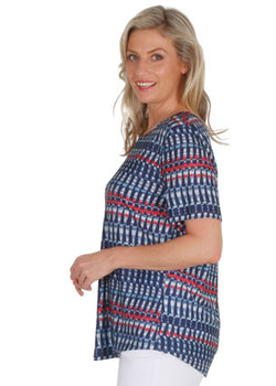 CHAMBRAY PRINT TOP - CHAMBRAY