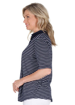 STRIPE POLO - NAVY