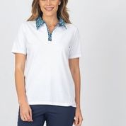 PRINTED COLLAR POLO SHIRT - WHITE