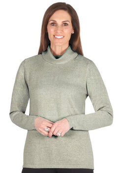 P/WOOL ROLL NECK JUMPER - SILVER