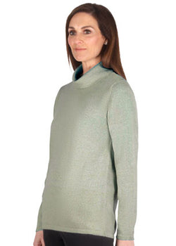P/WOOL ROLL NECK JUMPER - SILVER