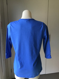 POLY COTTON 3/4 SLV TOP - AZURE