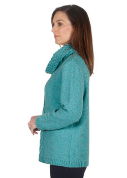 CABLE FRONT COWL NECK JUMPER - LAKESIDE