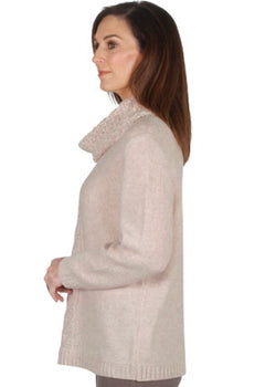 CABLE FRONT COWL NECK JUMPER - BIRCH