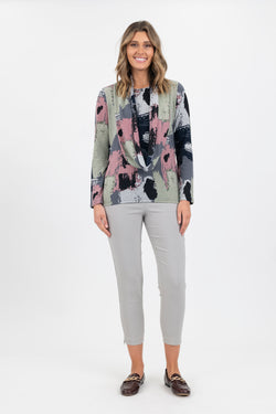 TOP WITH SNOOD  - SAGE