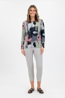 TOP WITH SNOOD  - SAGE