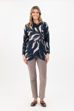 CROSS OVER TUNIC COWL NECK - NAVY