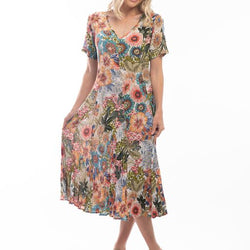 SH/SLV GODET DRESS - FLORAL