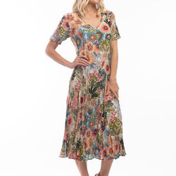 SH/SLV GODET DRESS - FLORAL
