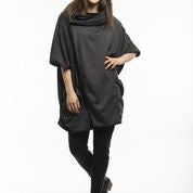 FLEECE PONCHO - CHARCOAL