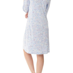 ELBOW LENGTH SLV NIGHTIE - BLUE  WHITE