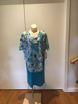 DRESS WITH CHIFFON OVERLAY - JADE