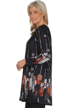 GRADUATED PRINT CREW TUNIC - BLACK