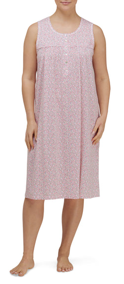 ROUND NECK SV/LESS NIGHTIE - PINK