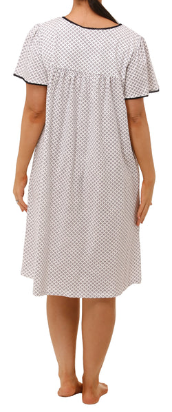 COTTON INTERLOCK SH/SLV NIGHTY  - CREAM