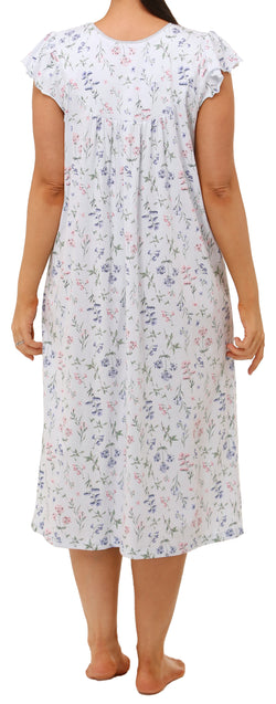 NIGHTY WITH CAP SLEEVE - BLUE FLORAL