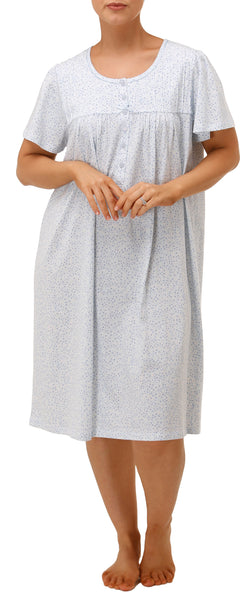 SH/SLV FLORAL NIGHTIE - BLUE FLORAL