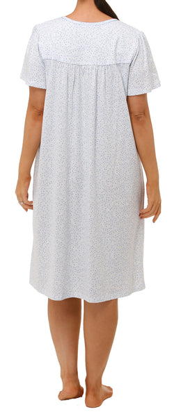 SH/SLV FLORAL NIGHTIE - BLUE FLORAL